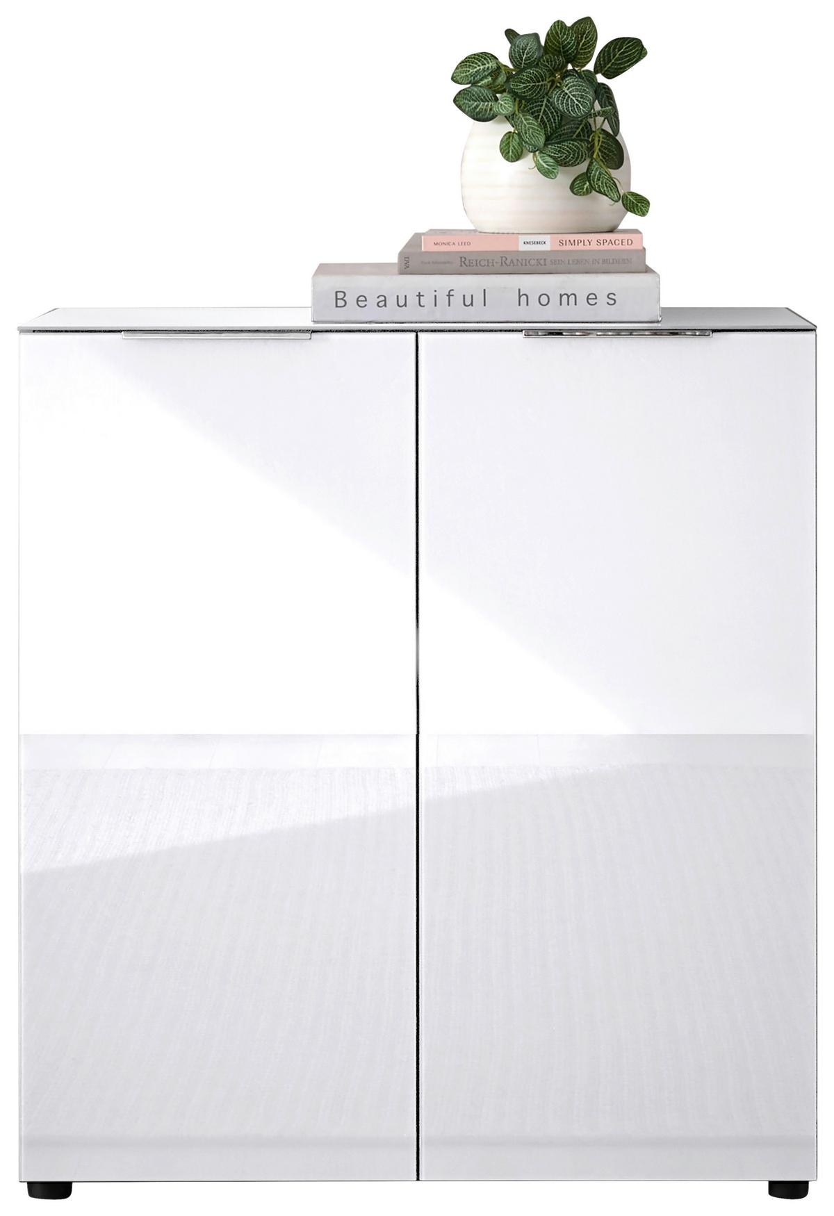 Kommode Siena Weiß - Chromfarben/Schwarz, MODERN, Glas/Holzwerkstoff (90/99/40cm) - Mömax