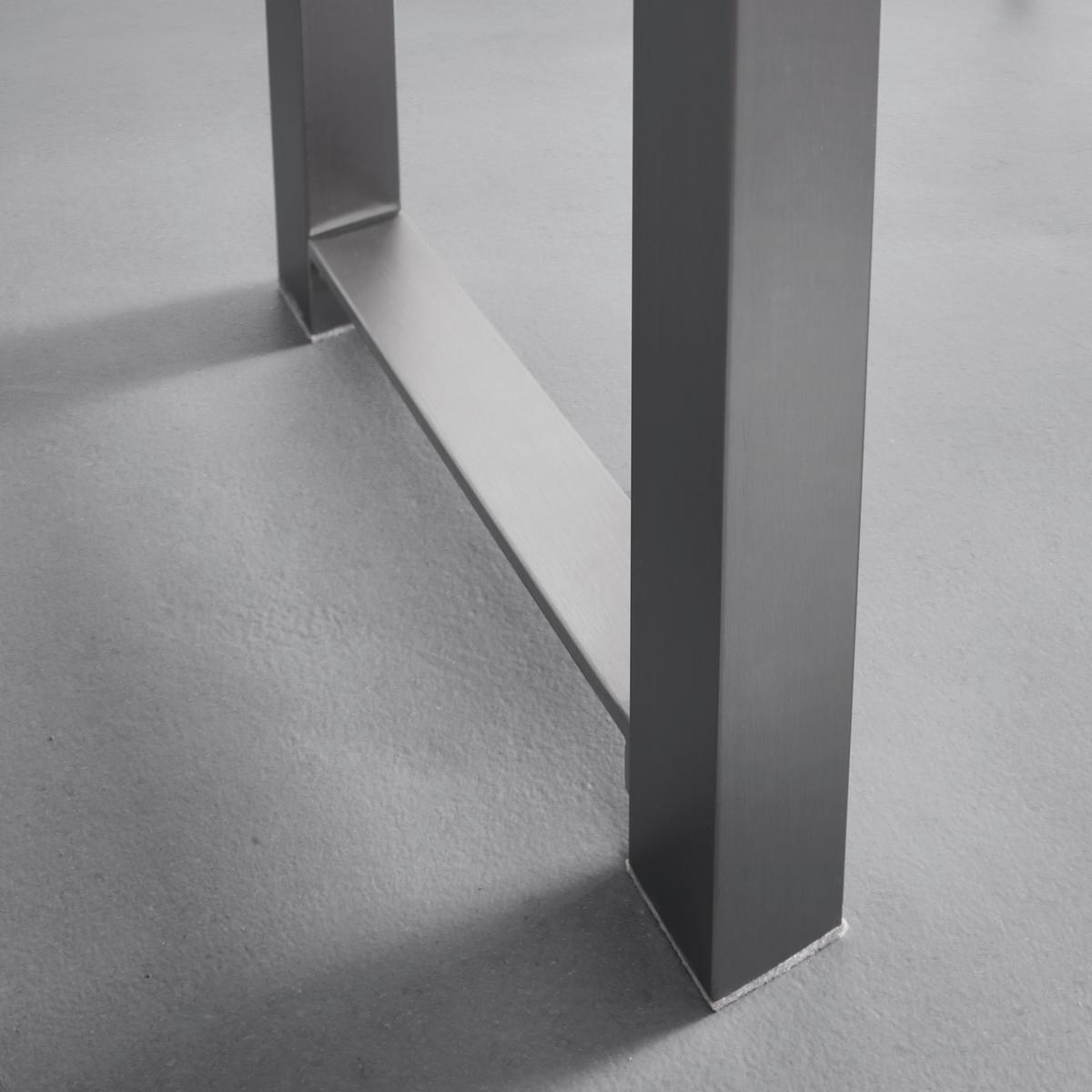Masă de bar ENORA - nucă/culoare inox, Modern, lemn/metal (150/100/40cm) - Bessagi Home