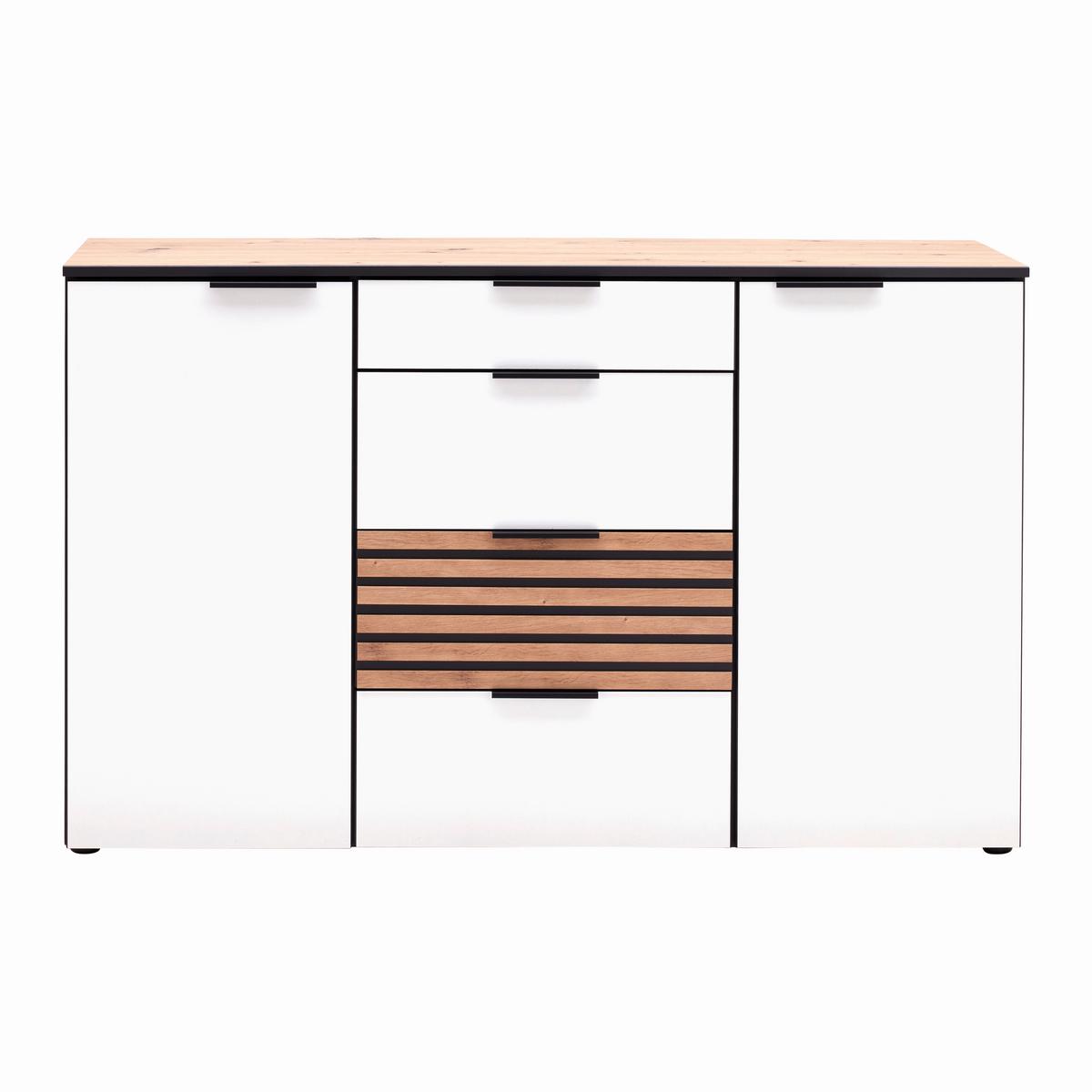 Komoda Leo -Exklusiv- - črna/bela, Konvencionalno, kovina/umetna masa (135/84/41cm) - Premium Living