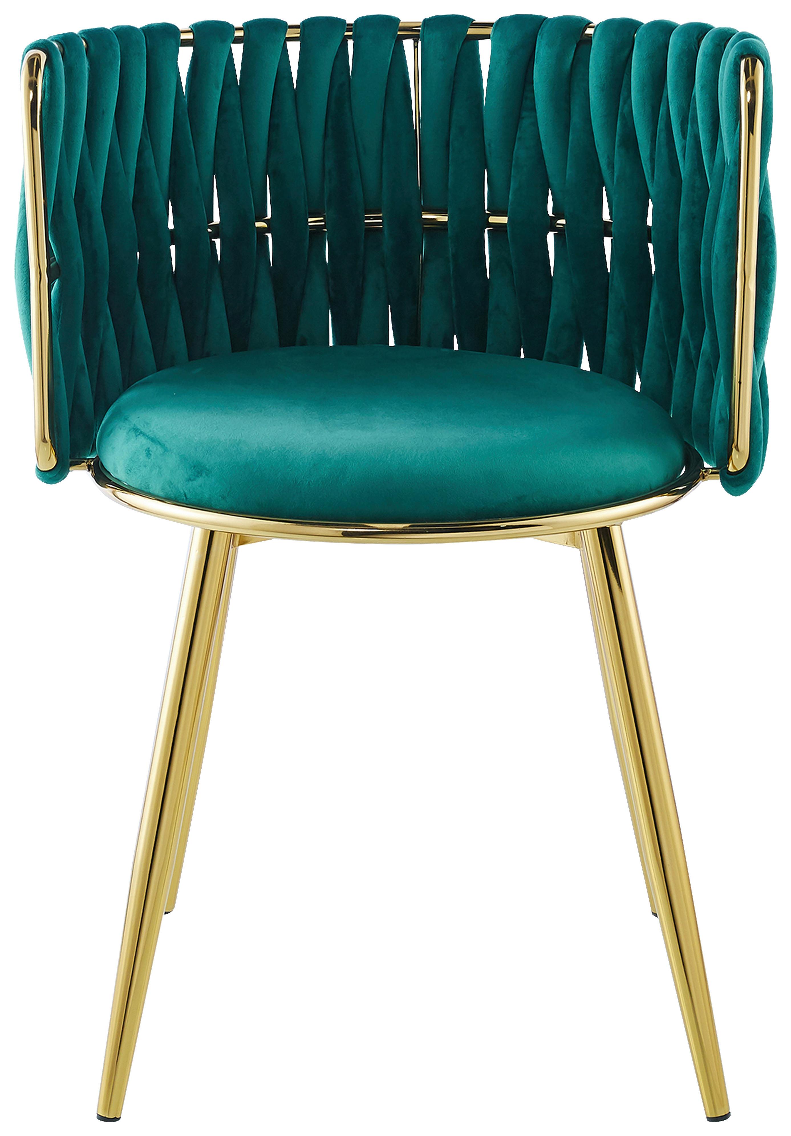 ARMLEHNSTUHL-SET MELLY 125 - Goldfarben/Grün, Design, Kunststoff/Metall (57/80/53cm) - Kayoom