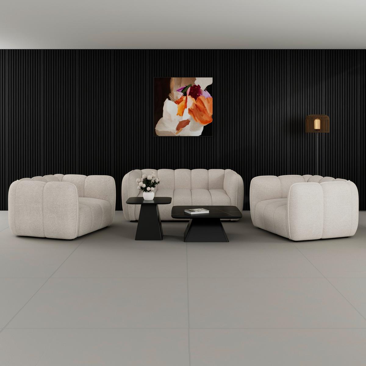 Sjedeća Garnitura Sandra - bež/crna, Moderno, drvo/tekstil - Bessagi Home