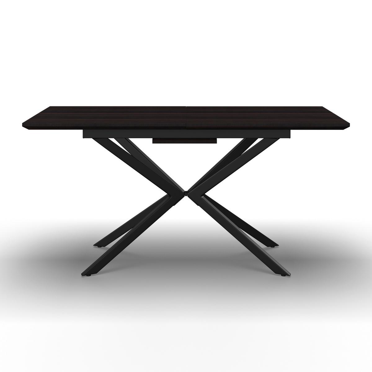 Esstisch ausziehbar Aki Walnussfarben MDF - Walnussfarben/Schwarz, MODERN, Holzwerkstoff/Metall (140-180/76/80cm) - Bessagi Home