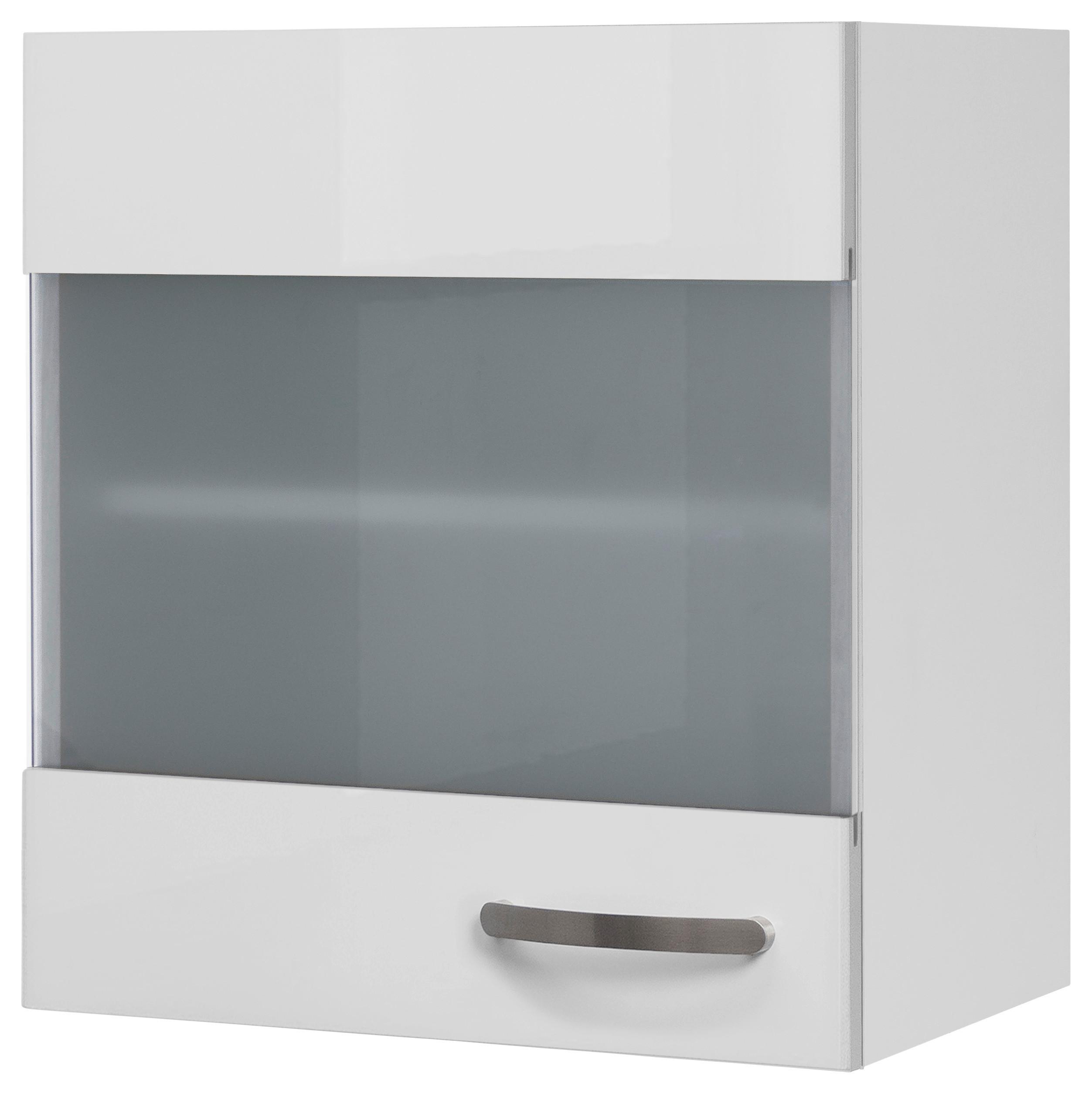 Kuhinjska Zgornja Omarica Alba, Bela, Steklo, Š. 50 Cm - barve nerjavečega jekla/bela, Moderno, kovina/leseni material (50/54,8/32cm) - FlexWell