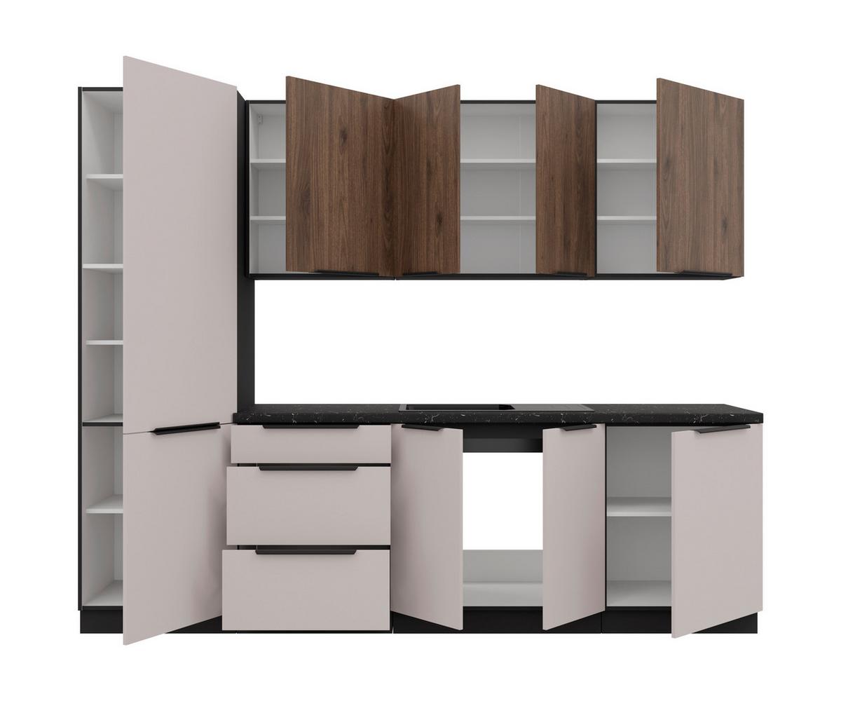Blok Kuhinja Arona/monza - kašmir/boja orahovog drveta, Moderno, metal/pločasti materijal (260/210/60cm) - Modern Living