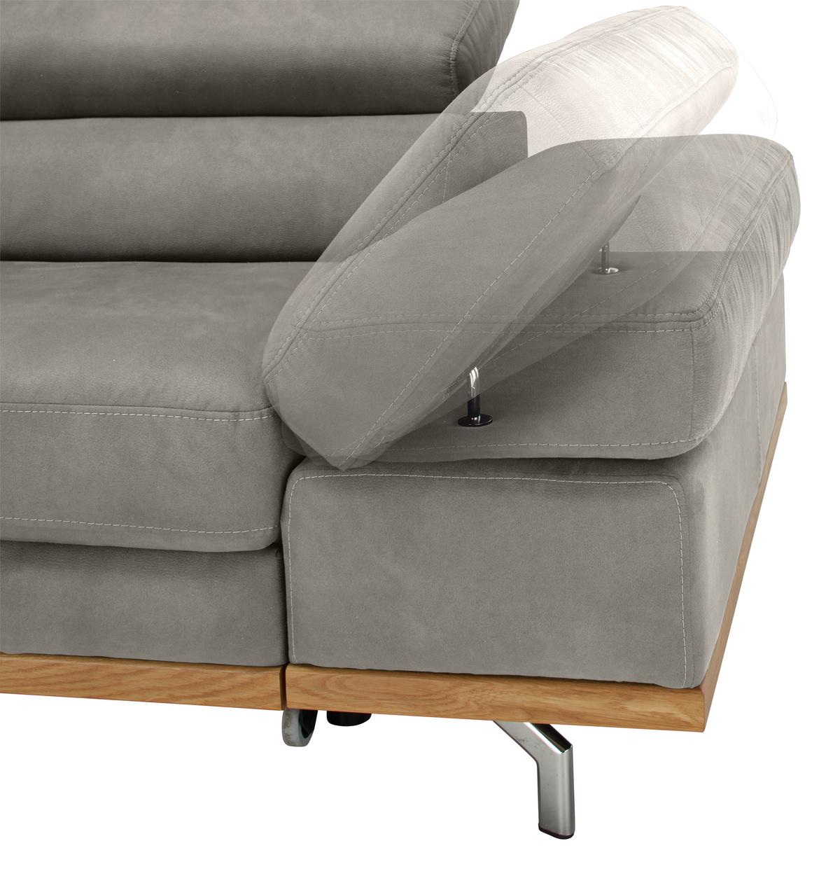 Wohnlandschaft Carmen in Silber mit Bettfunktion - Chromfarben/Silberfarben, KONVENTIONELL, Holz/Textil (226/93/292cm) - Based