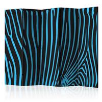 Paravan Zebra Pattern I, 5-Delni, Dvostranski - modra/črna, Basics, tekstil/les (225/172/3cm) - artgeist