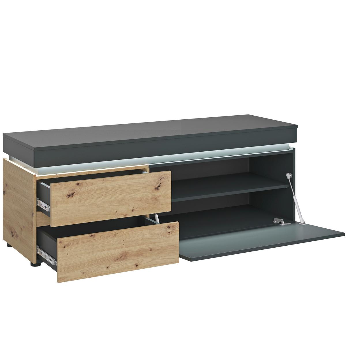 Comodă TV LUCI GRAU - stejar Artisan/gri, Trend, material pe bază de lemn (150,4/56,7/48cm) - Modern Living