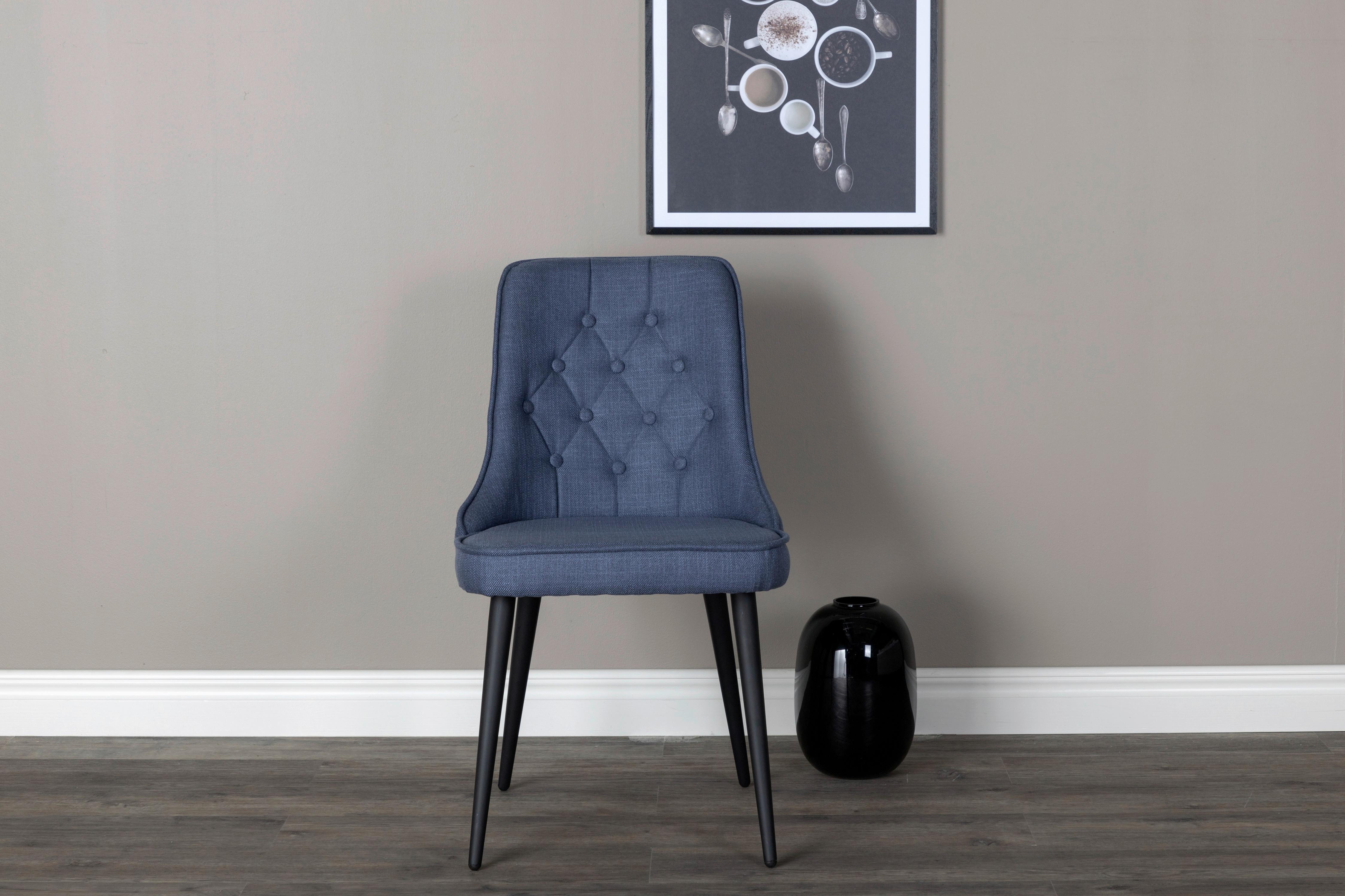 STUHL-SET VELVET DELUXE - Blau/Schwarz, Design, Kunststoff/Textil (50/88.5/66cm) - Livetastic