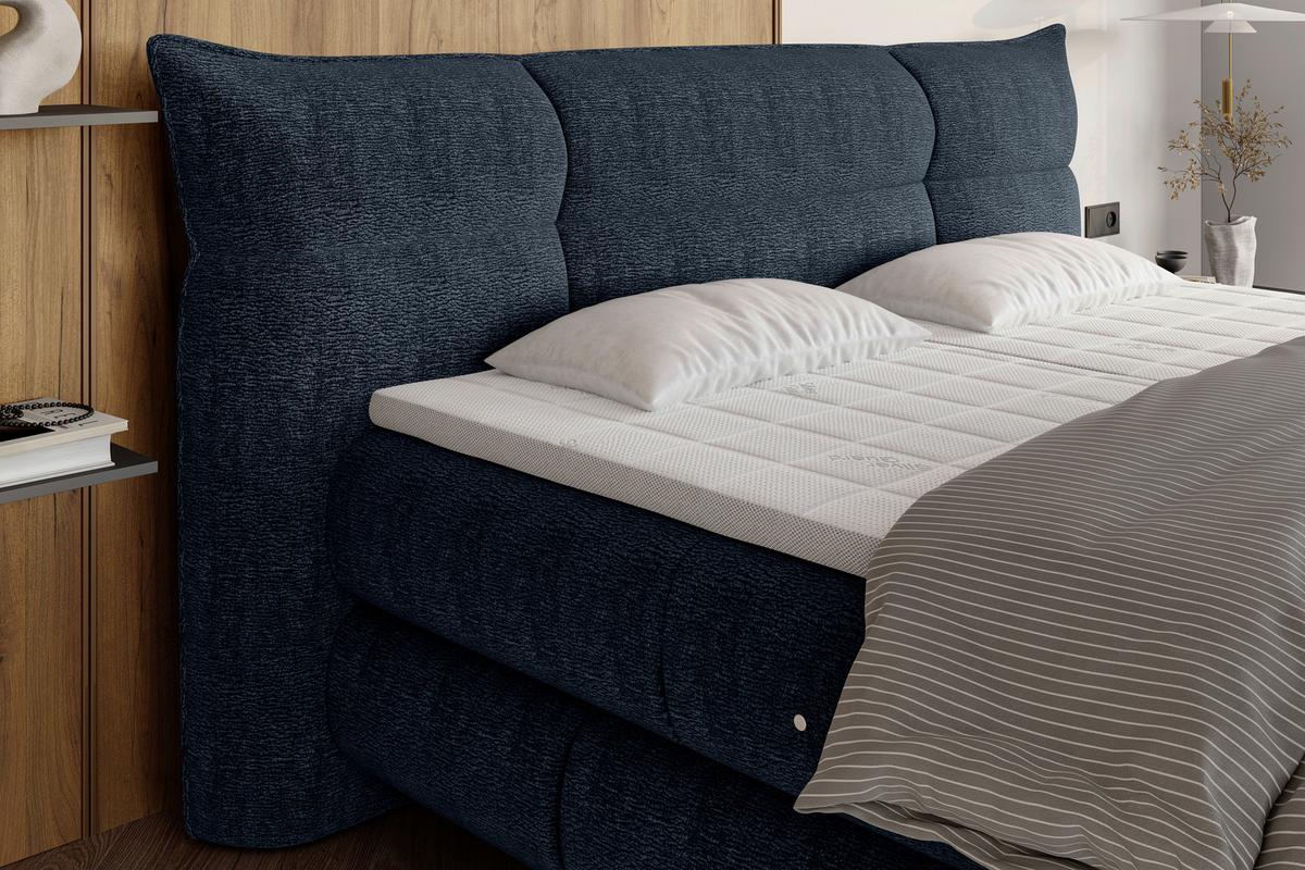 Boxspringbett Auris Blau ca. 180x200cm - Blau/Schwarz, KONVENTIONELL, Kunststoff/Textil (180/200cm) - Sembella