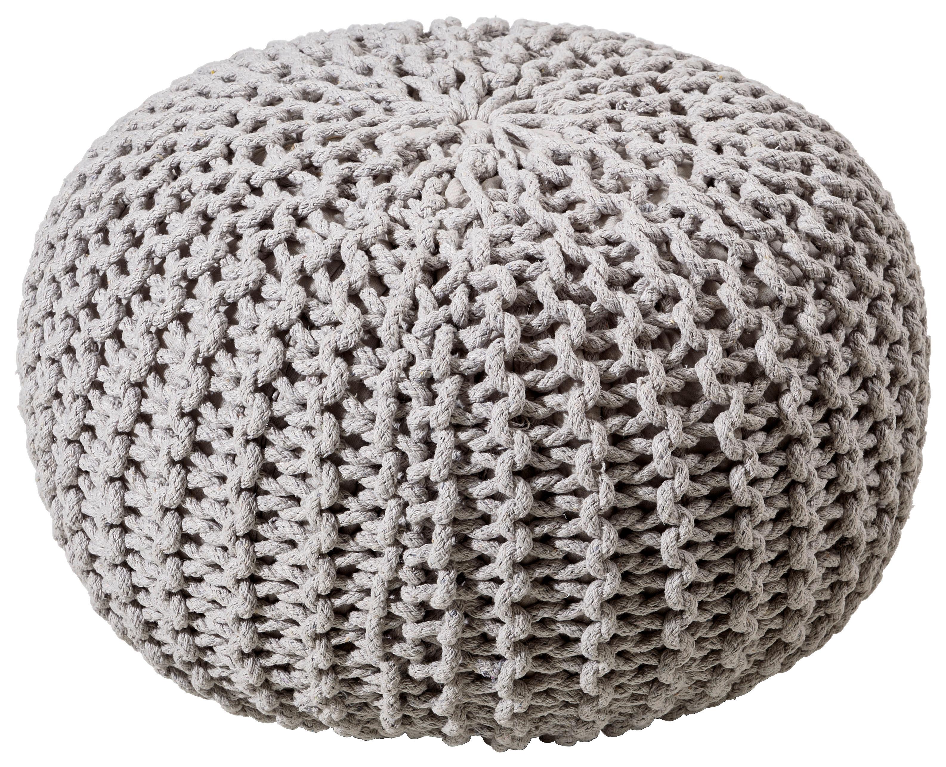 PUF BERGEN - kolor srebrny/szary, Trend, tkanina (55/55/35cm) - Linea Natura