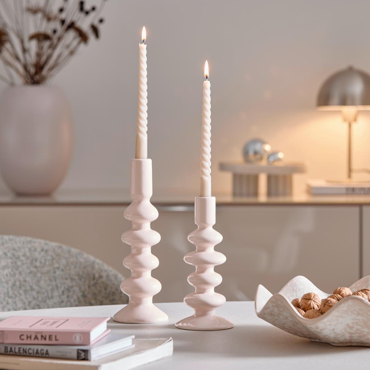Stabkerzenhalter Luna I Hellrosa - Hellrosa, Design, Keramik (7/20cm) - Mömax