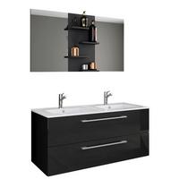 Kopalnica Budasi, Črna - črna/bela, Moderno, leseni material/keramika (112cm) - MID.YOU