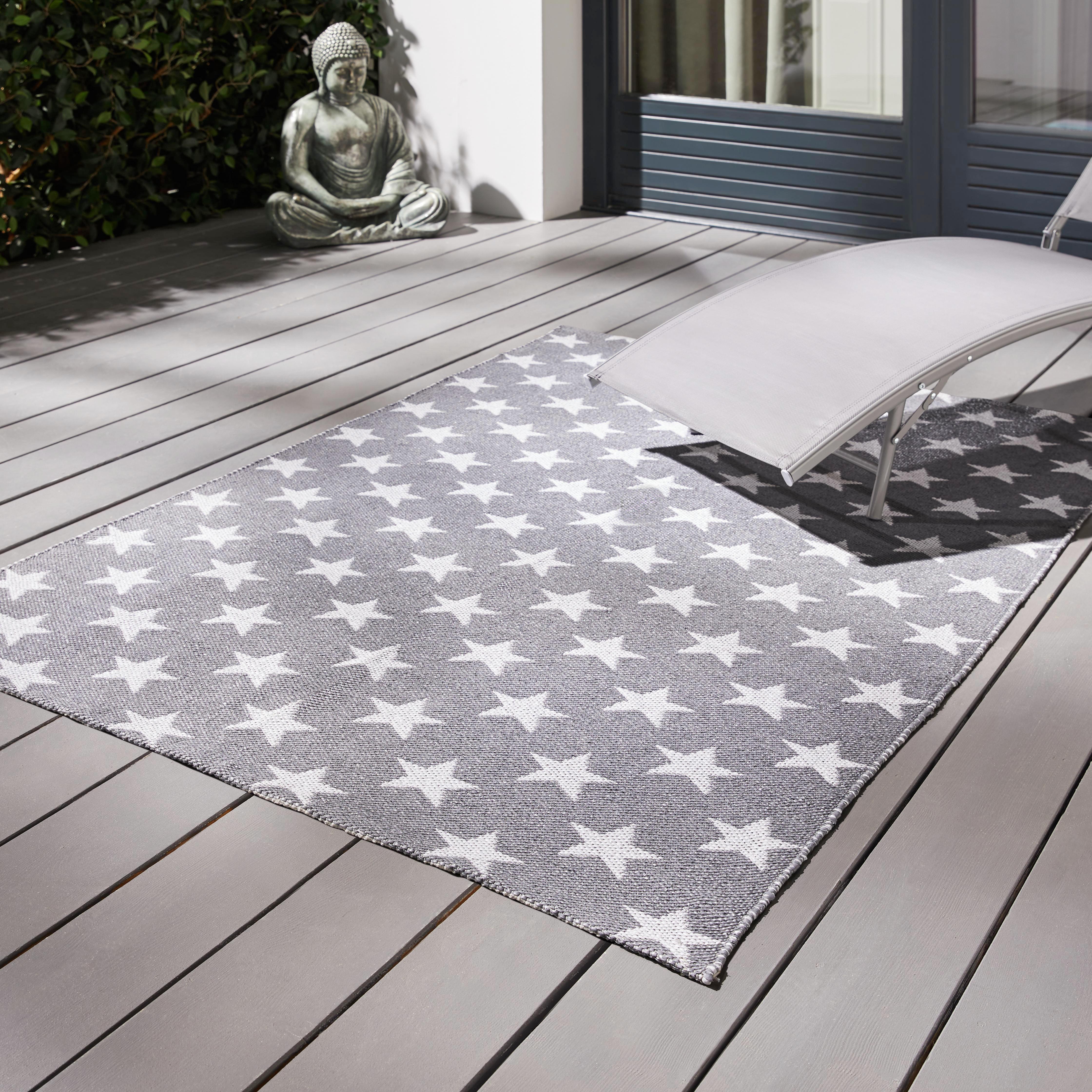Outdoorteppich in Grau/Weiß ca.120x170cm 'Stars' - Weiß/Grau, MODERN, Textil (120/170cm) - Bessagi Garden