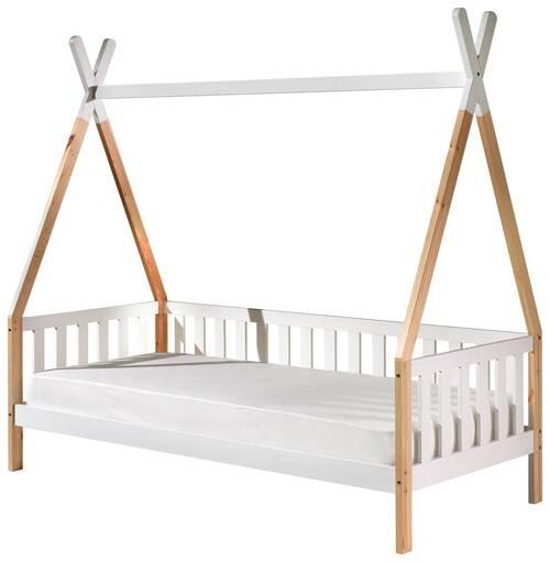 Hausbett "Tipi" 90x200 cm, weiß/kiefer - Weiß/Kieferfarben, MODERN, Holz (90/200cm) - MID.YOU