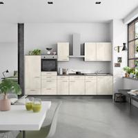 Küchenblock Riva Low m. Geräten Weiß - Schieferfarben/Edelstahlfarben, MODERN, Holzwerkstoff/Metall (330cm) - Nobilia
