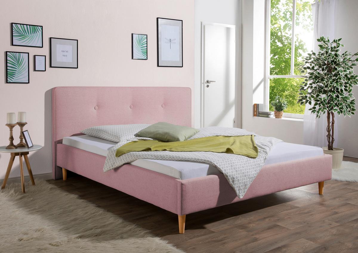 Polsterbett Slade Rosa ca. 160x200 cm - Rosa/Naturfarben, MODERN, Holz/Textil (160/200cm) - Livetastic