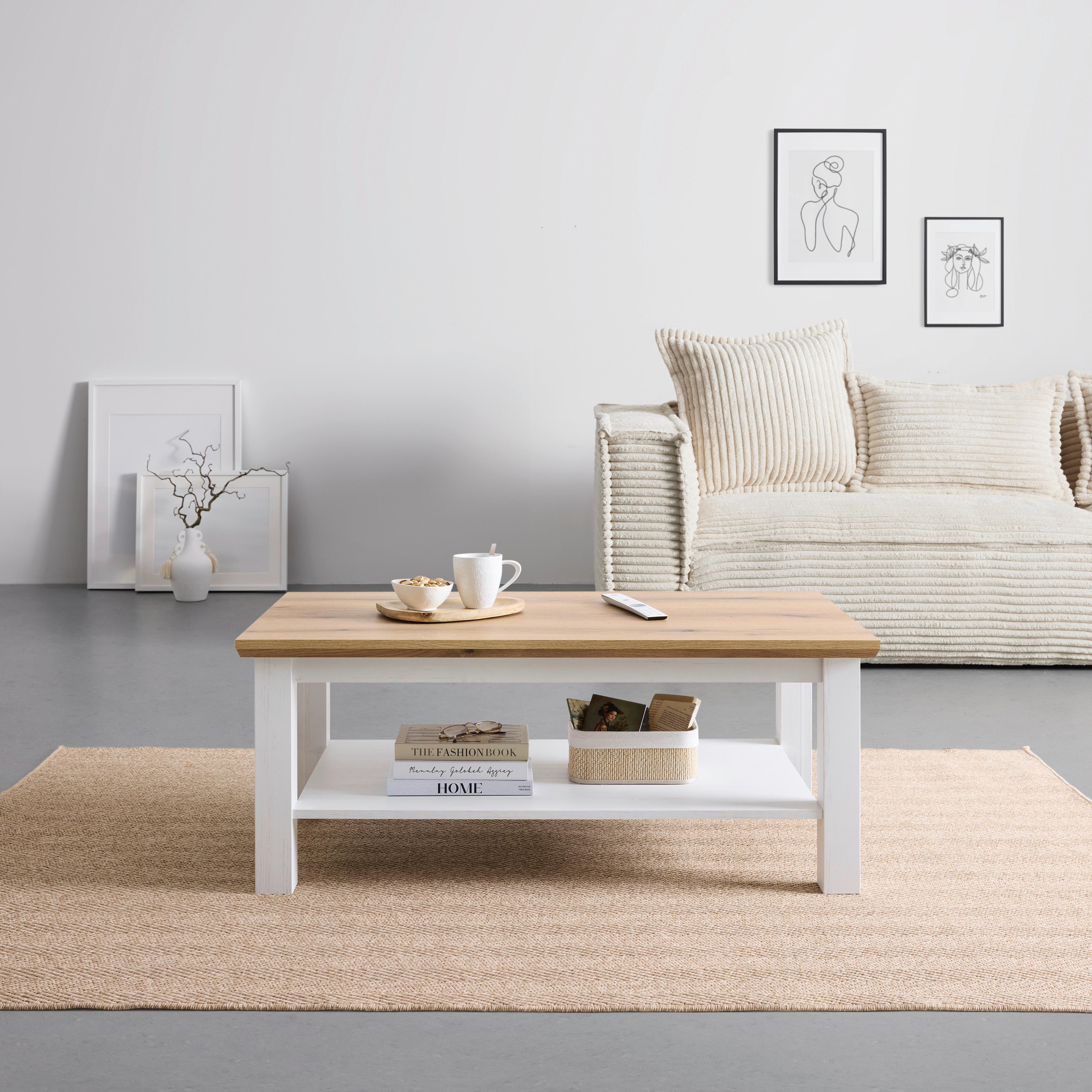 SOFFBORD KORSIKA -EXKLUSIV- - vit/ekfärgad, Romantik / Lanthus, trämaterial (110/45/60cm) - Mömax