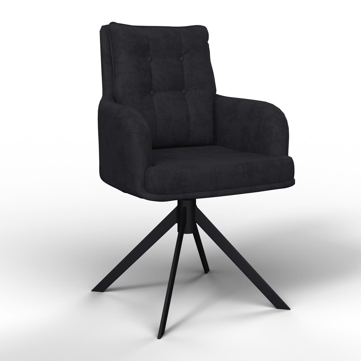 Armlehnstuhl Marietta Schwarz Webstoff Gepolstert - Schwarz, MODERN, Holz/Textil (60/92/67cm) - Bessagi Home