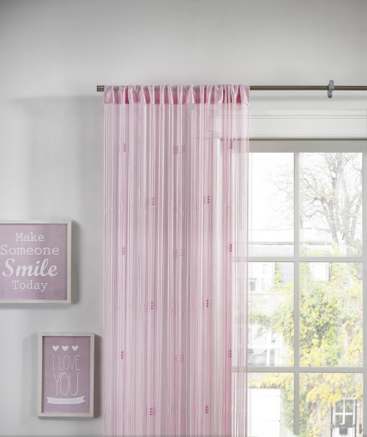 Zsinórfüggöny Perle 90/245cm - antracit/fehér, Romantik / Landhaus, textil (90/245cm) - Modern Living