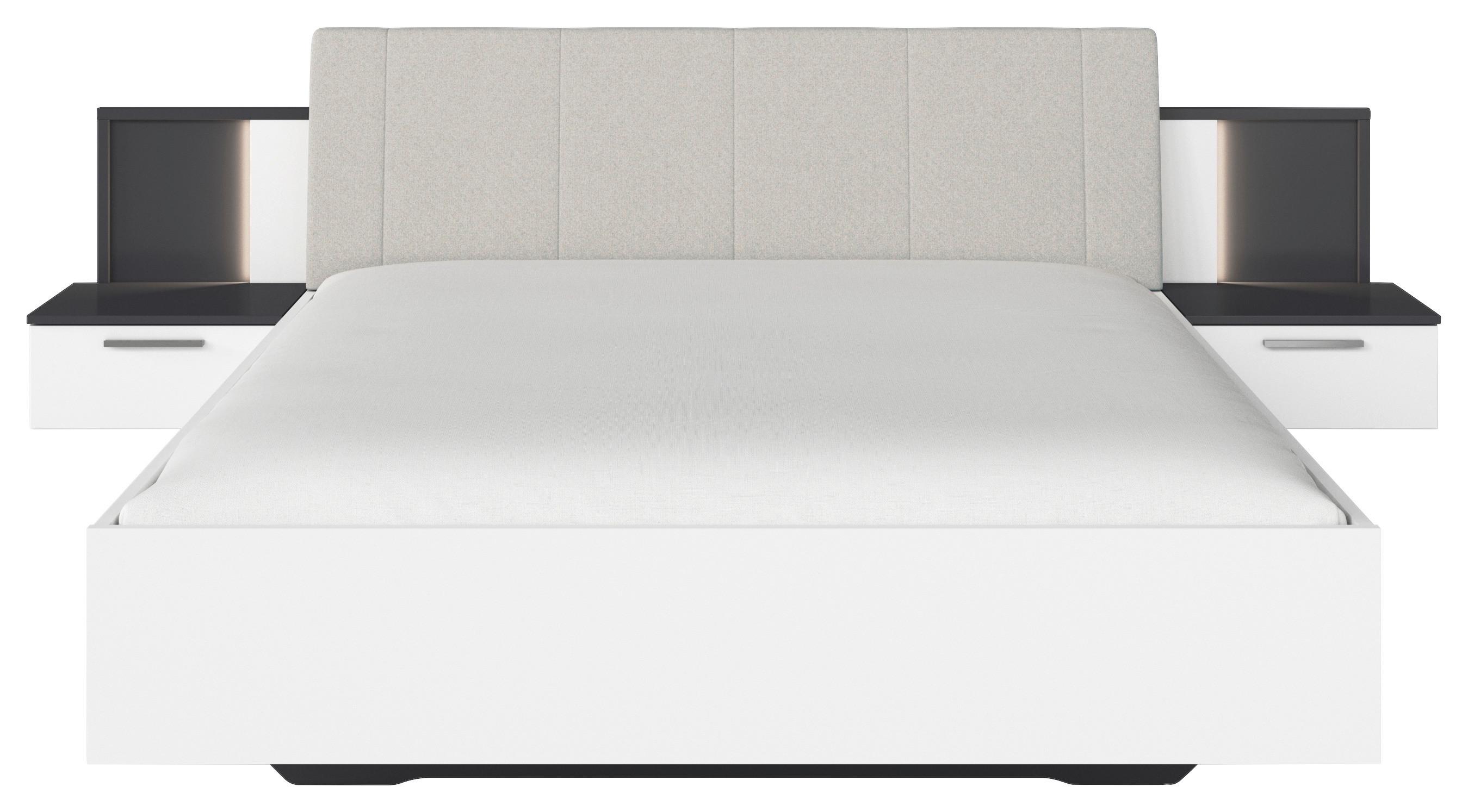 Bettanlage Caspio Grau/Weiß ca. 160x200cm - Weiß/Grau, KONVENTIONELL, Holzwerkstoff/Textil (160/200cm) - Premium Living