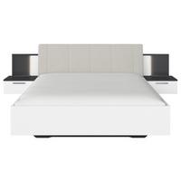 SET PAT CU NOPTIERE CASPIO - alb/gri, Konventionell, textil/material pe bază de lemn (160/200cm) - Premium Living