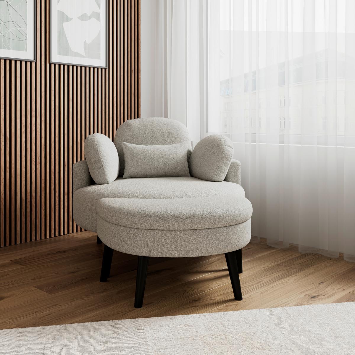 FOTOLIU BIANCA - gri, Modern, lemn/textil (109/83/148cm) - Bessagi Home