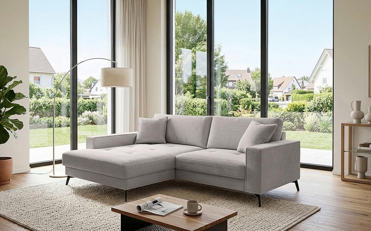 Kutna Garnitura Ted - svijetlo smeđa/crna, Trend, tekstil/metal (174/228cm) - Modern Living