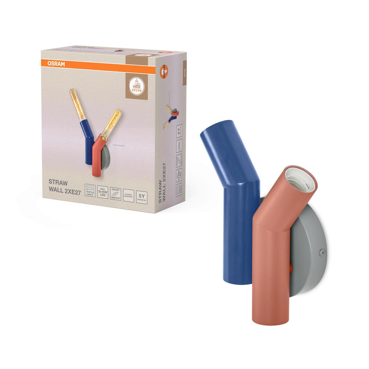 KINKIET DECOR STRAW WALL 2XE27 - Design, metal (18/7.7/21cm) - Osram