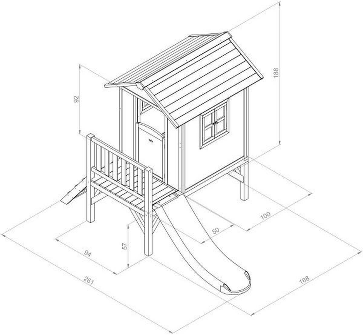Spielhaus Lodge XL in Rot - Rot/Weiß, Basics, Holz (261/189/168cm) - Ambia Garden