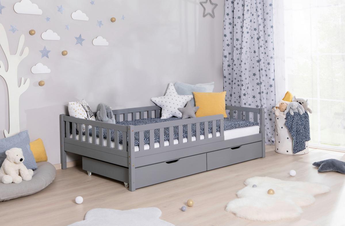 Hausbett Lou ca. 120x200 cm Holz Hellgrau - Hellgrau/Naturfarben, MODERN, Holz (120/200cm) - MID.YOU