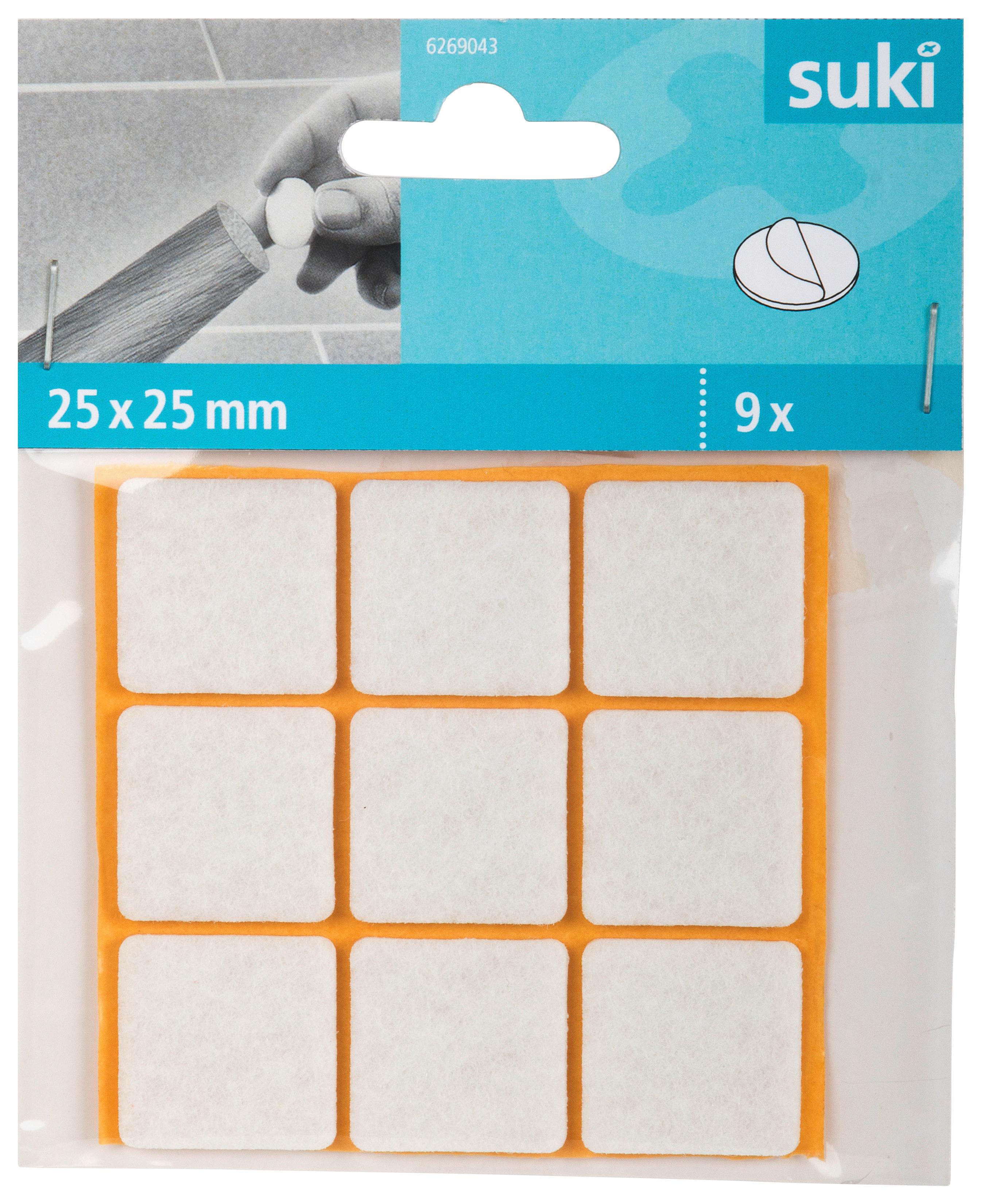 Filckorong 25x25mm, 9db - fehér, műanyag (2,5/2,5cm) - Suki