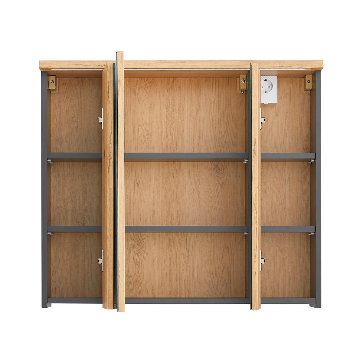 Spiegelschrank Memphis Grau - Eiche Artisan/Grau, Modern, Glas/Holzwerkstoff (80/69/23cm) - Mömax