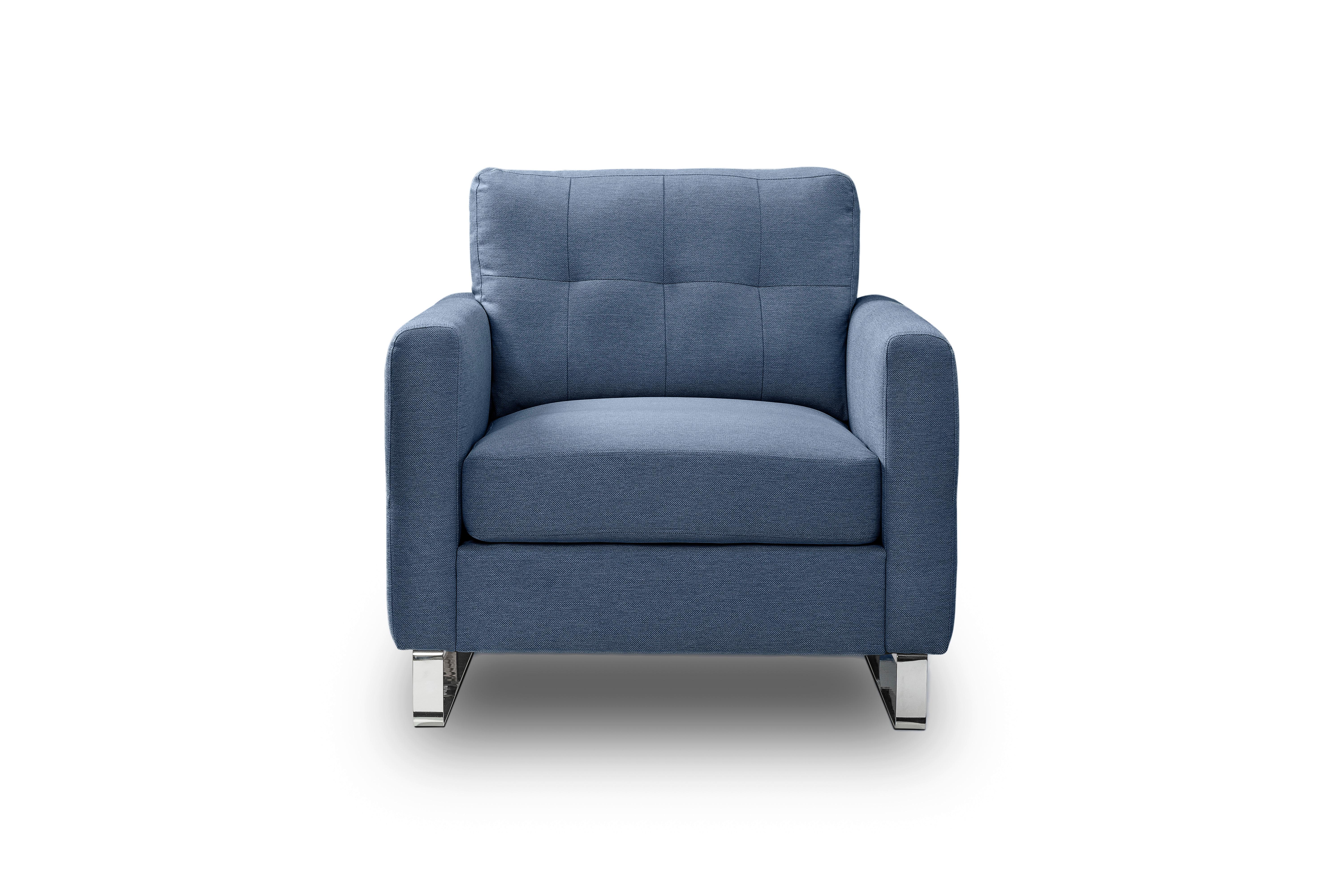 1,5-Sitzer-Sofa Hera Dunkelblau - Chromfarben/Dunkelblau, Basics, Holz/Textil (93/92/94cm) - MID.YOU