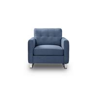 1,5-Sitzer-Sofa Hera Dunkelblau - Chromfarben/Dunkelblau, Basics, Holz/Textil (93/92/94cm) - MID.YOU