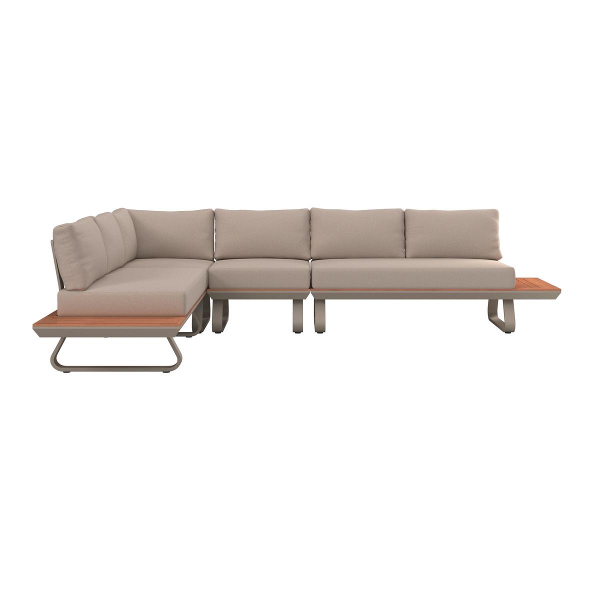 Dining-Loungeset Emma Creme Outdoorstoff/Polywood+Abd. - Creme/Hellgrau, MODERN, Kunststoff/Textil (248/318/72cm) - Bessagi Garden
