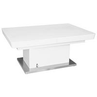 Klubska Miza Manchester, Bela, Raztegljiva, Nastavljiva - barve nerjavečega jekla/bela, Moderno, kovina/leseni material (120-160/50-78/80cm)