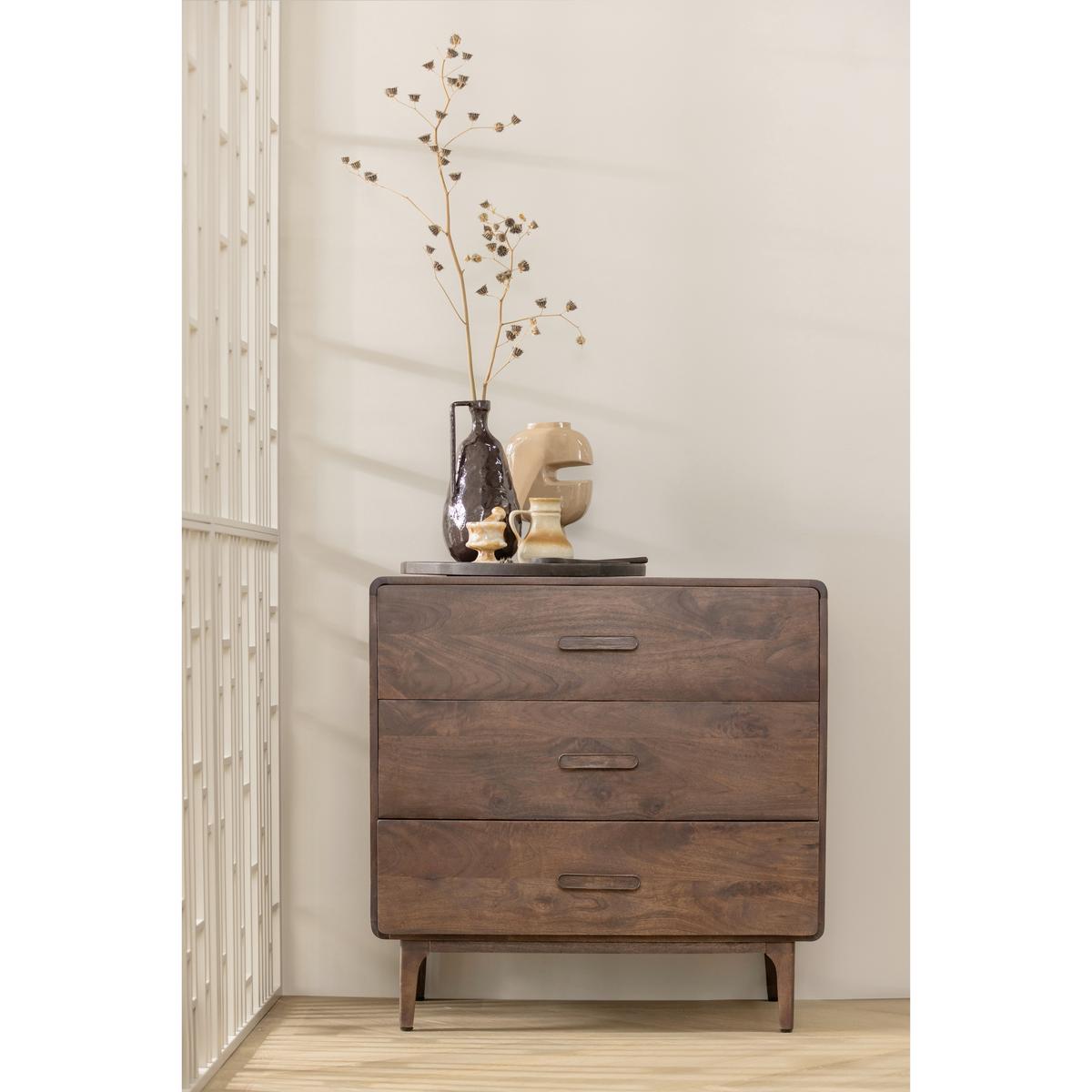 Kommode Liya Mangoholz - Dunkelbraun, Design, Holz (90/90/50cm) - Livetastic