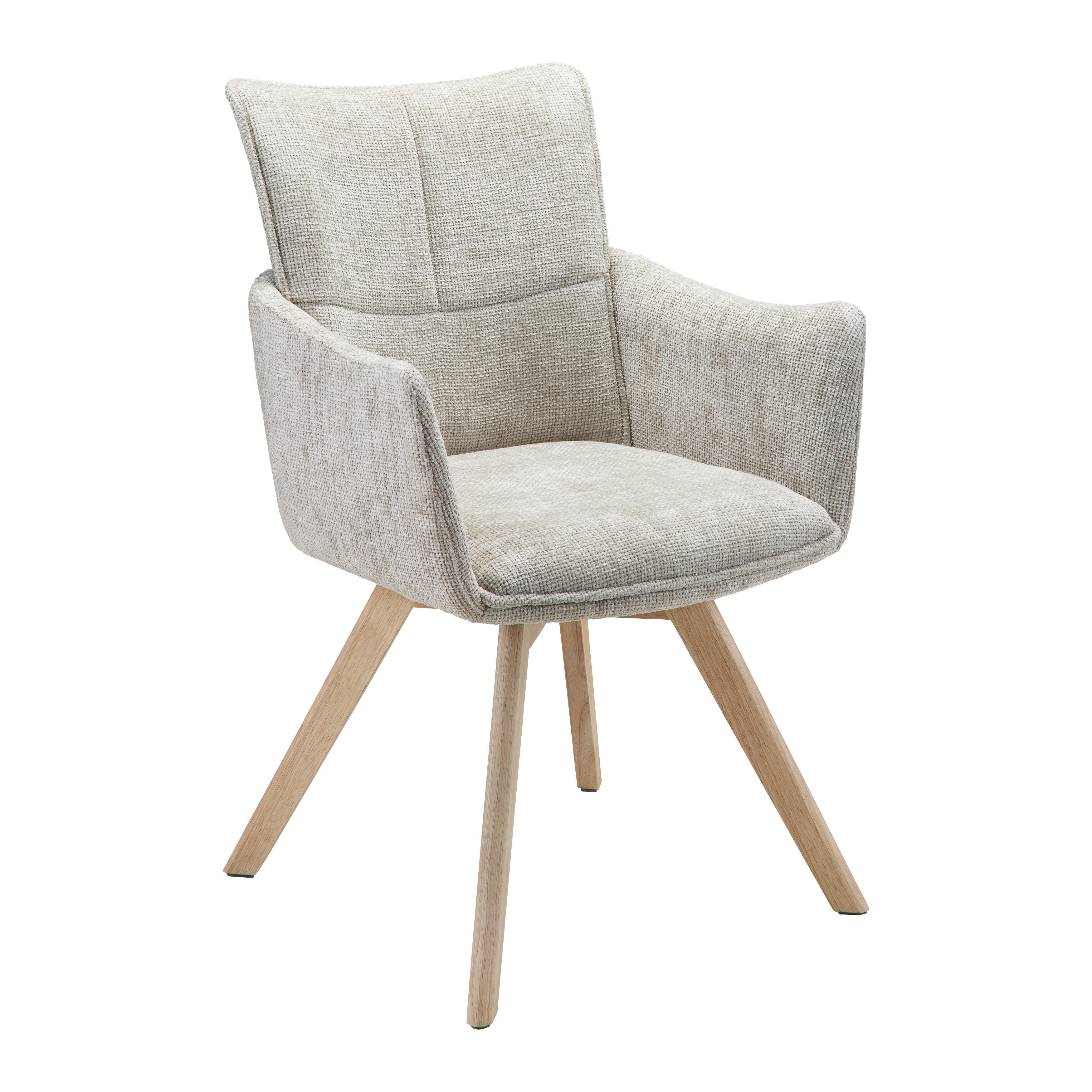 STOL MED ARMSTÖD TERESA - ljusgrå/naturfärgad, Modern, metall/trä (60/92,5/61cm) - Bessagi Home