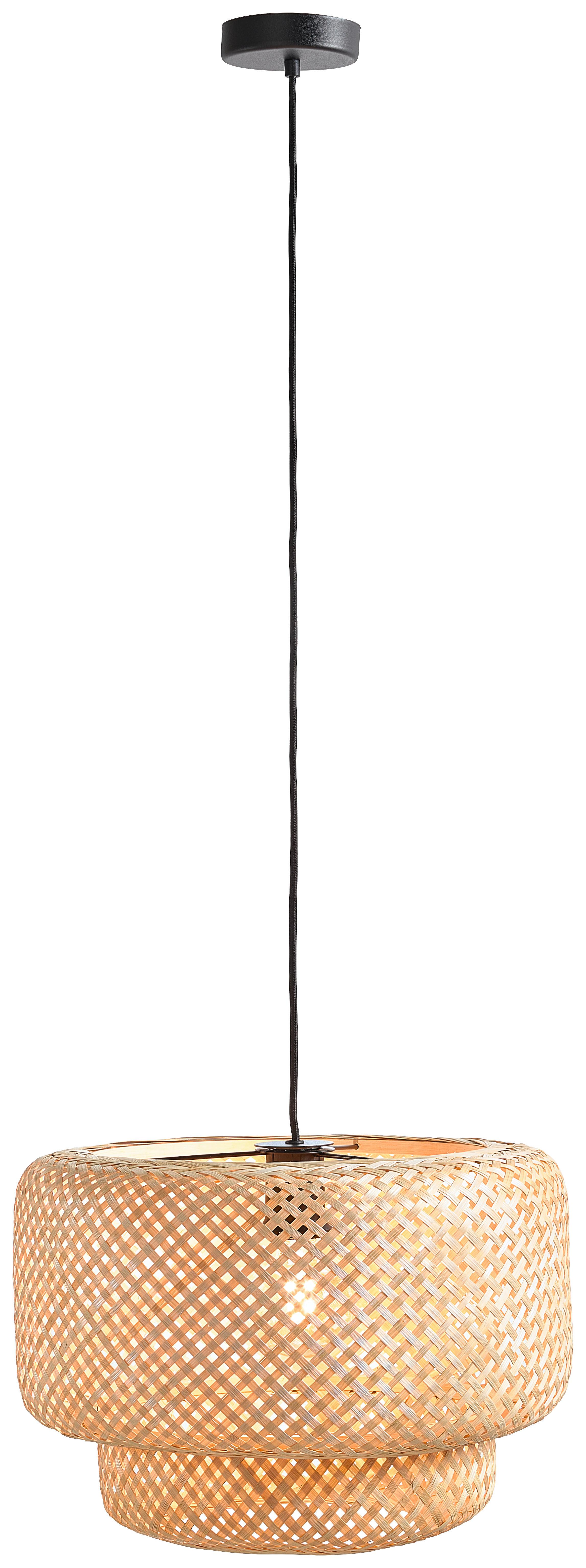 Hängeleuchte Hettonle Schwarz max. 40 Watt - Schwarz, Natur, Holz/Metall (42/42/110cm) - Eglo