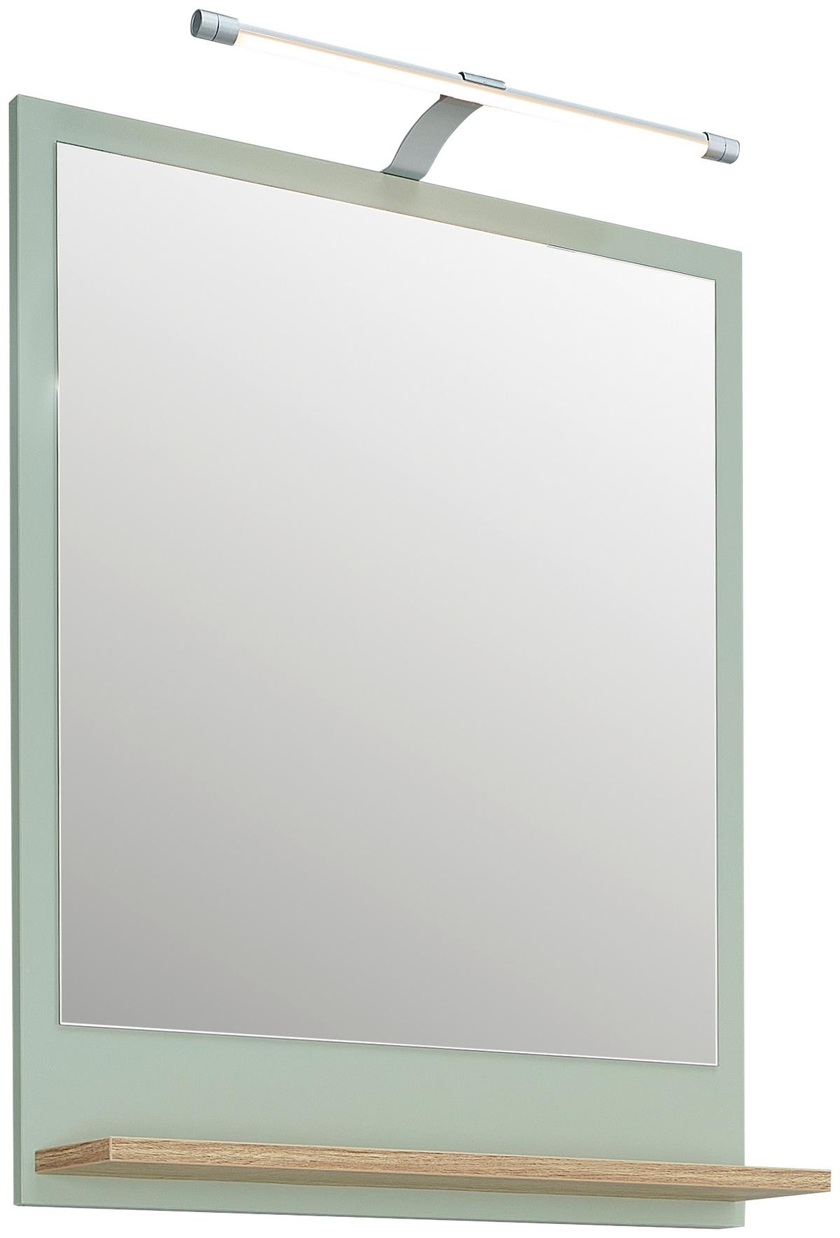 LUSTRO ŁAZIENKOWE SALVIE - kolor dębowy/pastelowa zieleń, Design, materiał drewnopochodny (60/74,5/15,5cm) - Xora