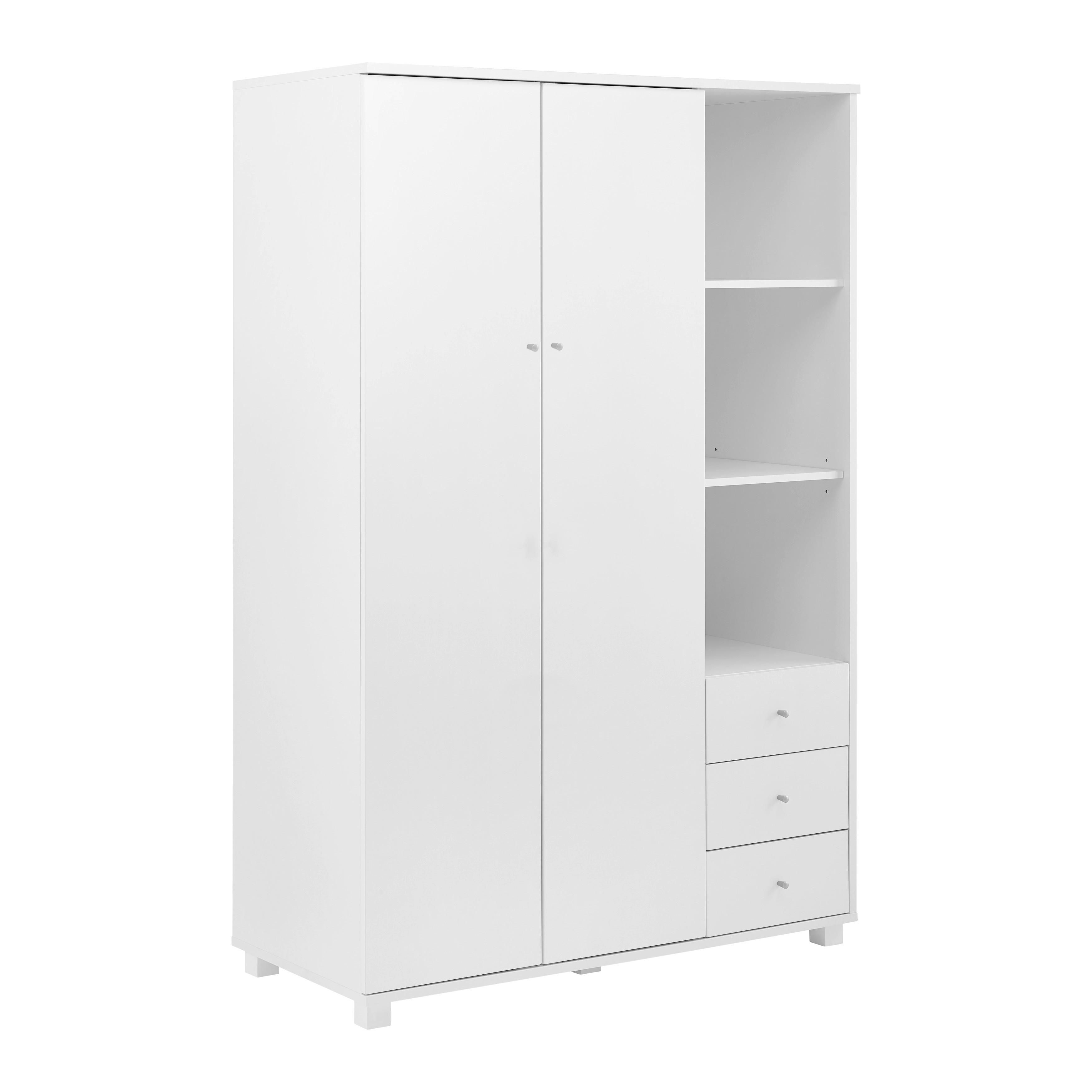 Drehtürenschrank In Weiss "milo" - Weiss/Silberfarben, Modern, Holz/Metall (115/176/55cm) - Bessagi Home