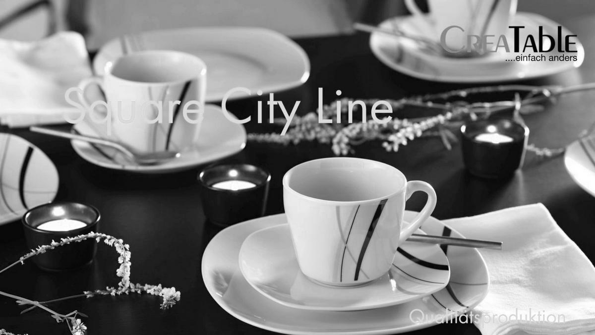 Komiservice Square City Line Weiß, 62-teilig - Weiß, Trend, Keramik - Creatable