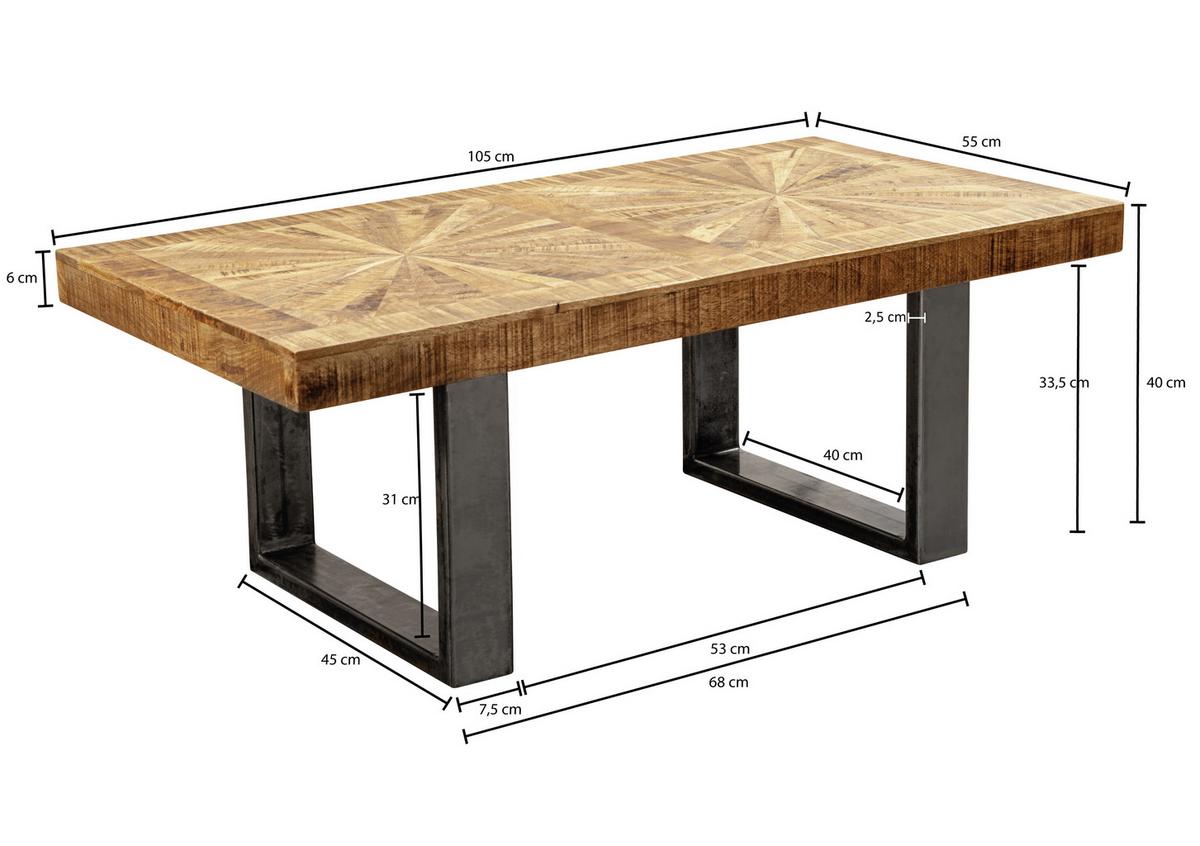 Klubska Miza Couchtisch - naravne barve/antracit, Trendi, kovina/les (105/55/40cm) - MID.YOU