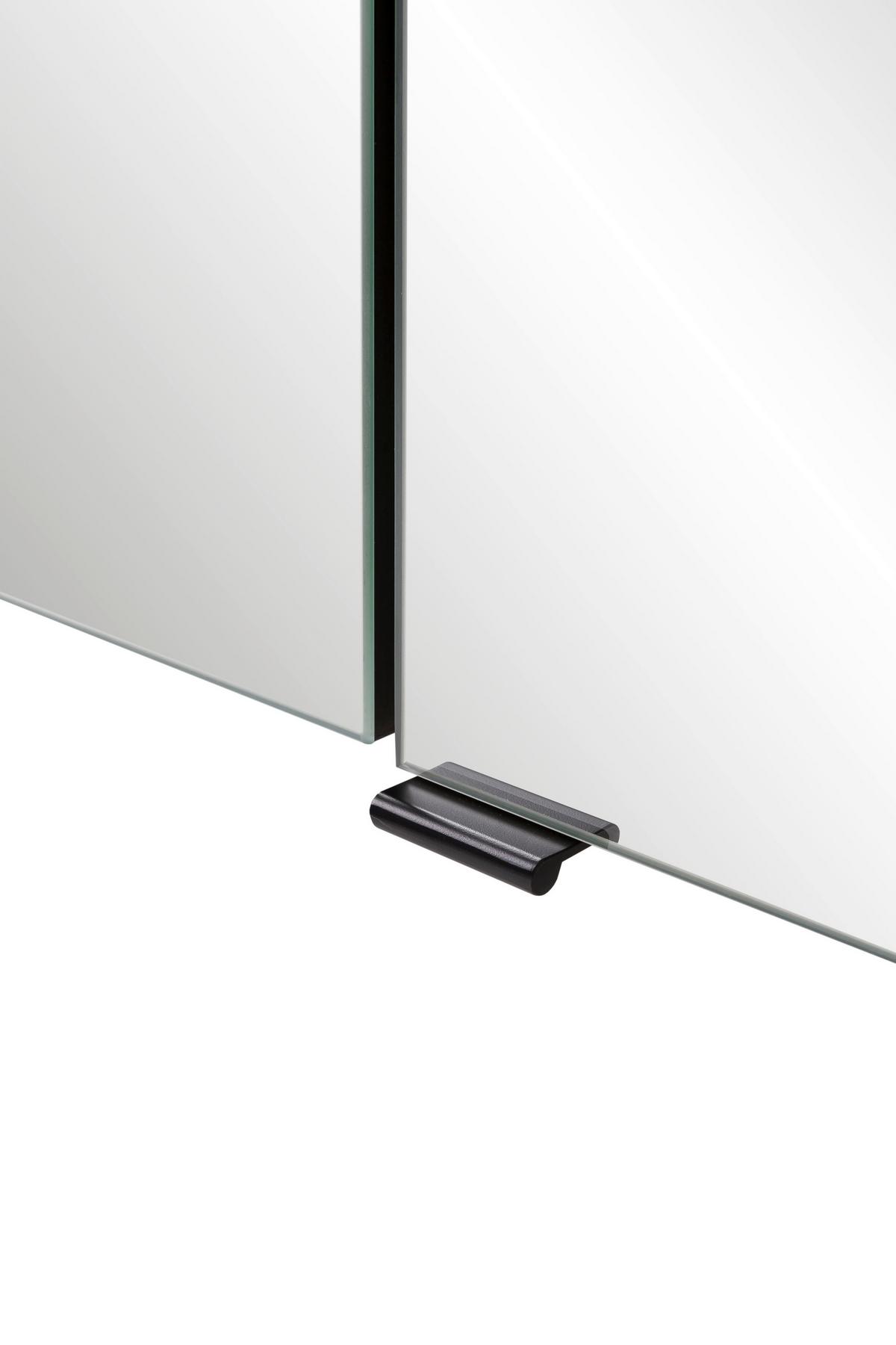 Spiegelschrank Chester mit LED 3-türig ca. 60x68 cm Eiche - Eiche Wotan/Schwarz, MODERN, Glas/Holzwerkstoff (60/67,5/20cm) - Held