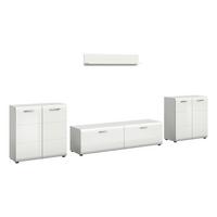 Dnevni Regal Ice, Bela Visok Sijaj, 4-Delni - srebrne barve/črna, Design, umetna masa/leseni material (350/160/41cm) - Livetastic