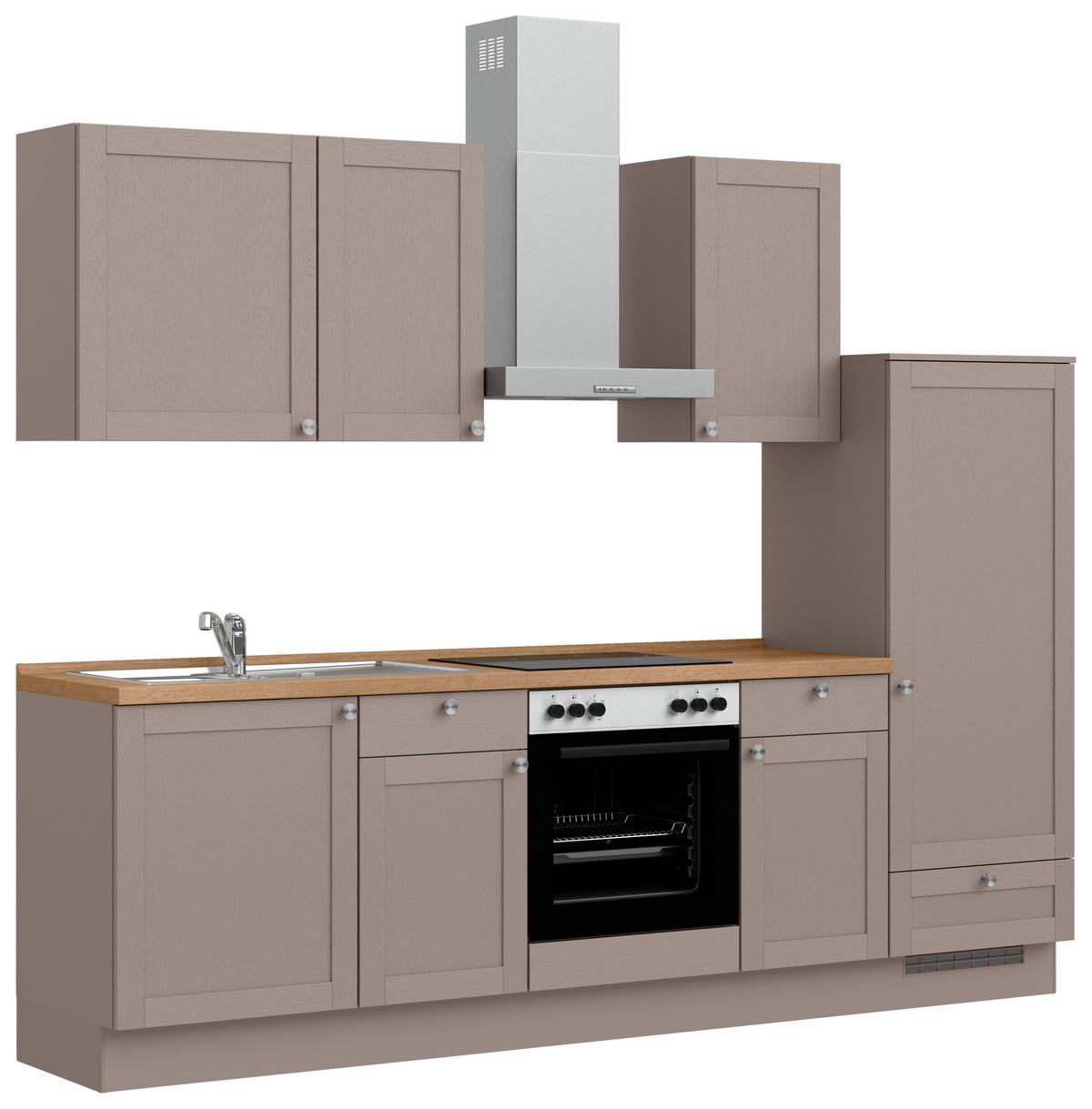 Küchenleerblock Frame Low o. Geräte Beigebraun - Edelstahlfarben/Eichefarben, MODERN, Holzwerkstoff/Metall (270cm) - Nobilia