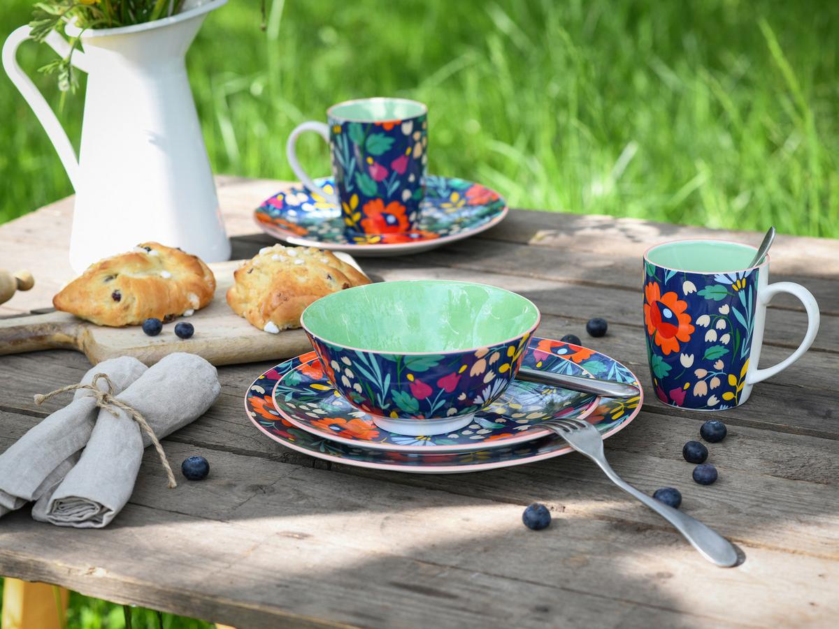 Jedilni Servis Folklore Blue, 12-Delni - večbarvno, Design, keramika - Creatable