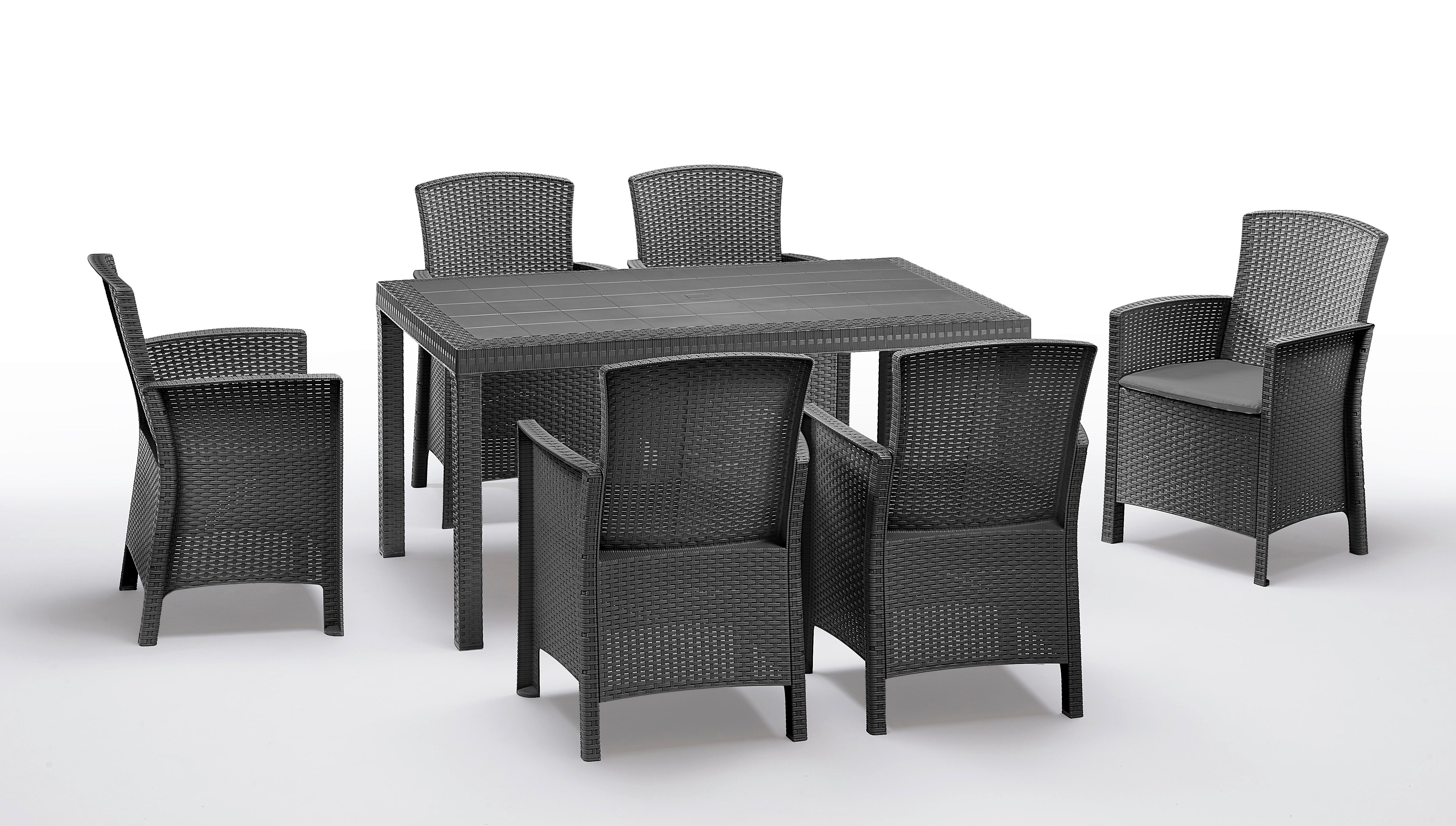 Dining-Loungeset Bica Lido Anthrazit - Anthrazit/Grau, Basics, Kunststoff (100/60/180cm)
