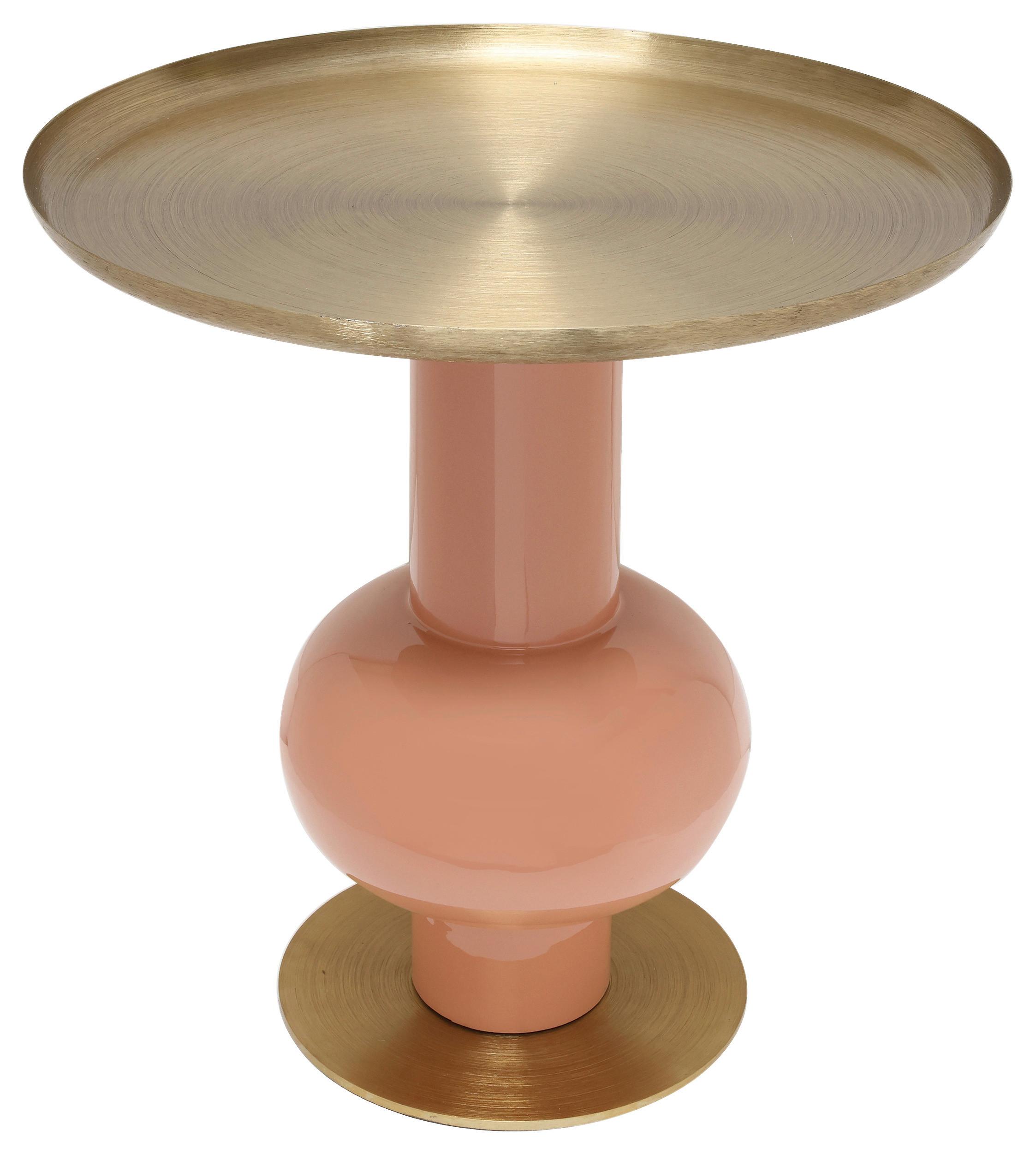 BEISTELLTISCH ART DECO 2225 - Goldfarben/Orange, Design, Metall (50/50cm) - Kayoom