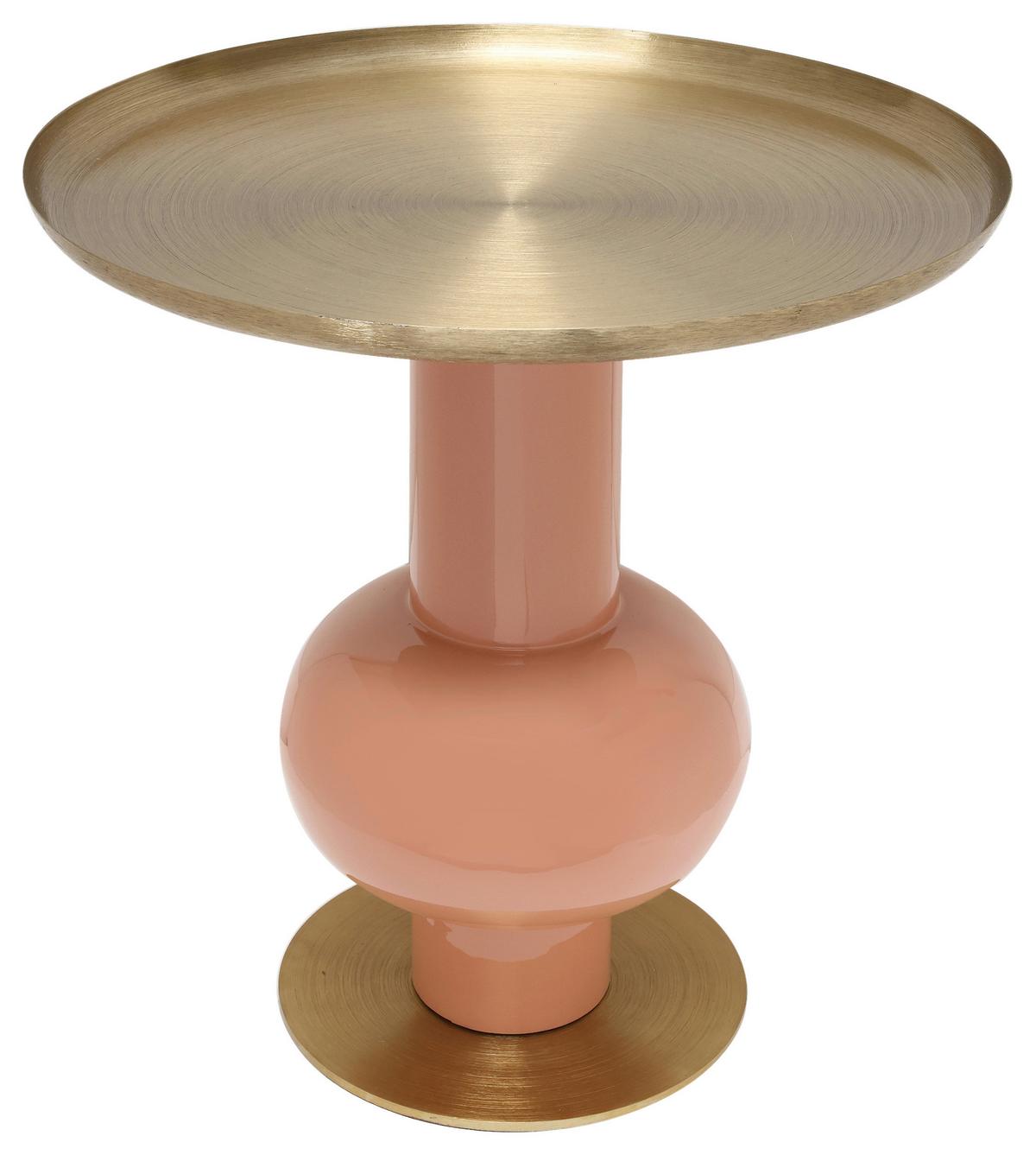 BEISTELLTISCH ART DECO 2225 - Goldfarben/Orange, Design, Metall (50/50cm) - Kayoom